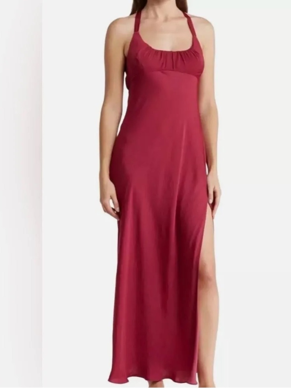 Free People Berry Halter Maxi Dress